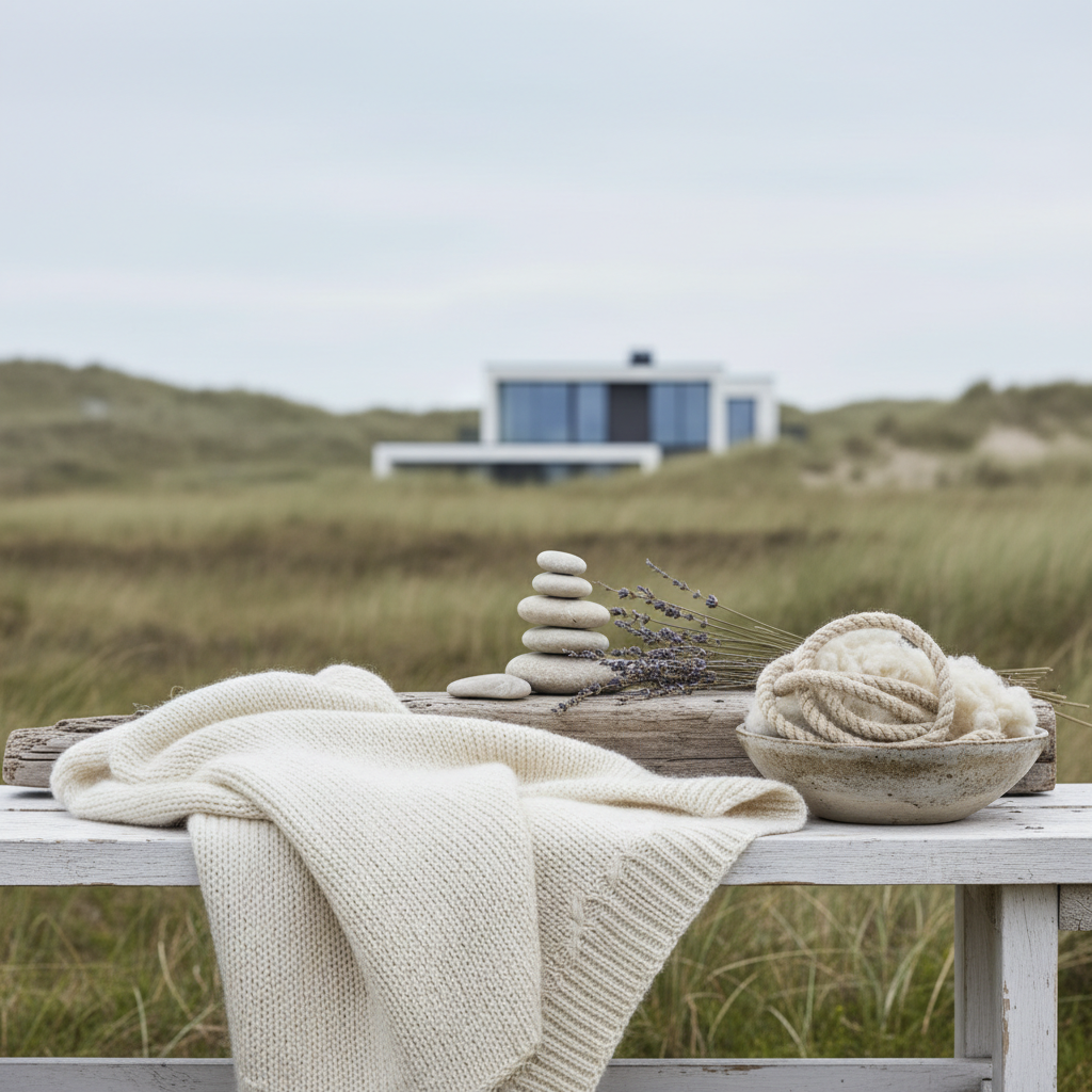 Een gezin fietst door de duinen van een Waddeneiland richting strand en vakantiehuis.